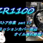 ZZR1100 レストア作業 # 17.0 ミッションカバー周辺のオイル漏れ修理（ガスケット、シール交換　オイルレベルゲージ交換）