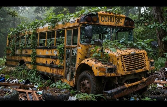 廃墟で朽ちたスクールバスを完全修復｜AI自動車レストアの全工程