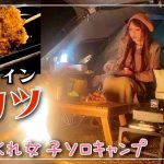 【完ソロ】串カツとハイボールでキマっちゃった夜🌙🏕#完ソロ#ソロキャン女子#キャンプ飯#串カツ#冬キャンプ