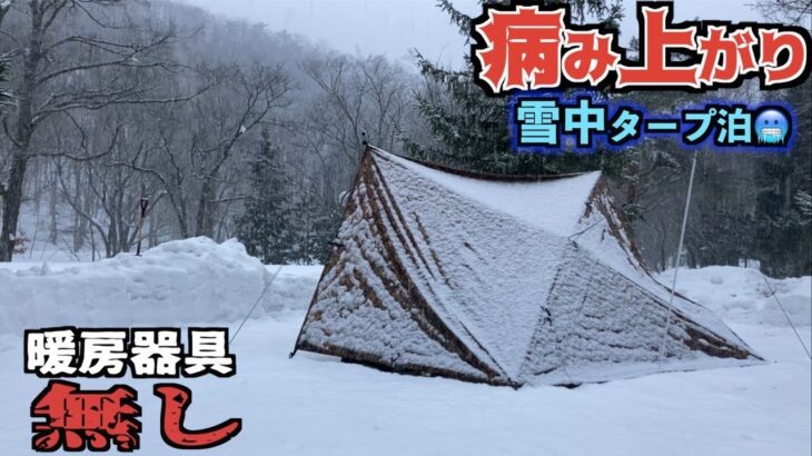 【ソロキャンプ】雨が雪に変わった豪雪地帯で不調が続く雪中タープ泊【暖房器具無し】【牡蠣】【タルタルソース】【大鬼谷オートキャンプ場】