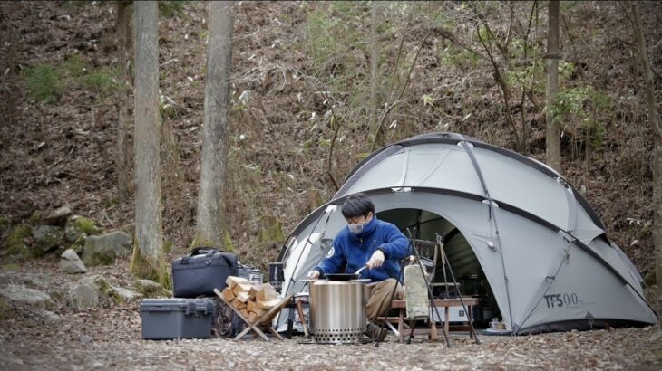 【ソロキャンプ】お気に入りドームテントとおすすめ焚火台🏕かっこいいこだわりキャンプギア紹介🔥冬キャンプ ガレージブランド#293