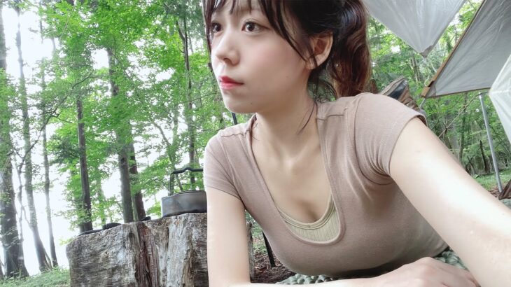 森で新幕 台風翌日 寝不足ソロキャンプ / After the storm in forest, Lack of sleep, Japanese solo camping girl