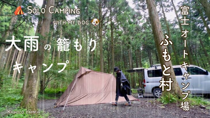 【50代女子ソロキャンプ】大雨の森の中でお籠りキャンプ ｜癒しの雨の音｜EcoFlow｜Solo camping with my dog in heavy rain, Vlog［28］