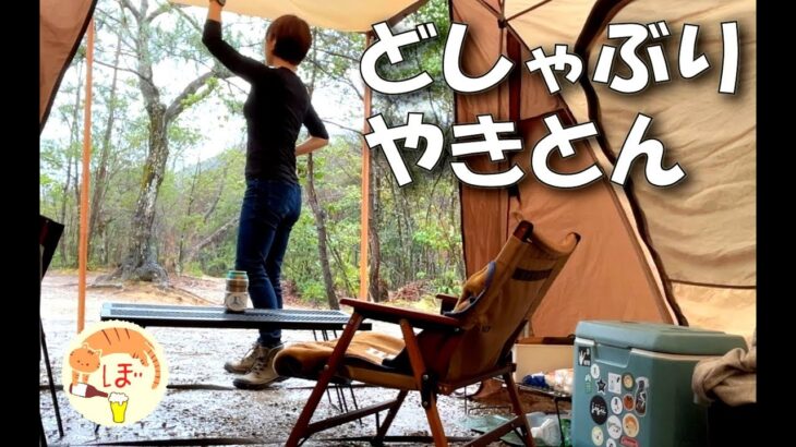 【どしゃぶり】ぼっち女のソロキャンプ 【焼きとん】Camping in the rain[camping in japan]