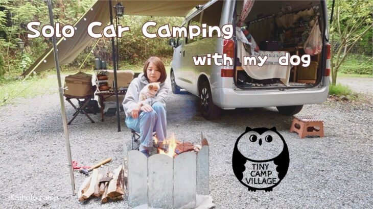 【50代女子ソロキャンプ】GWの合間にまったり車中泊｜Tiny Camp Village｜Solo car camping with my dog, Vlog［42］