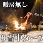 【雪中ソロキャンプ】−3℃暖房無し、真冬のタープ泊に挑戦した結果【女1人徒歩】