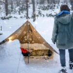 雪が吹き込む、ー８℃のフルオープンタープ泊【ソロキャンプ野営女子】