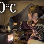 【-10℃】極寒キャンプ｡薪ストーブと初めての熱燗で酔っ払う女