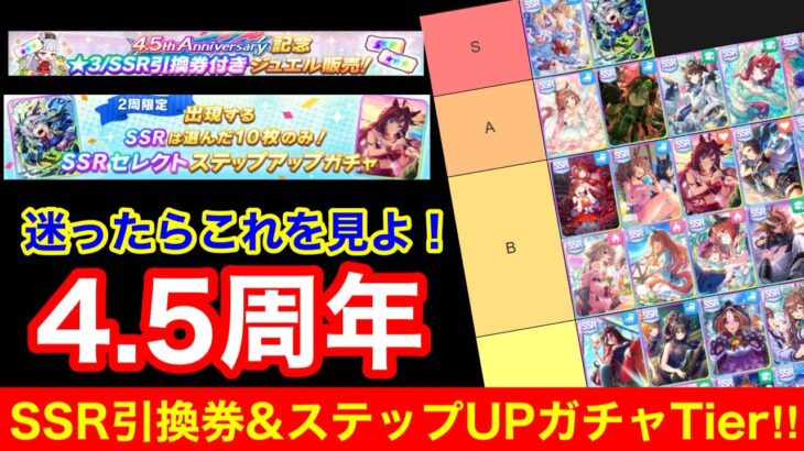 【ウマ娘】4.5周年SSR引換券＆ステップアップガチャおすすめ最強サポカランキング！！