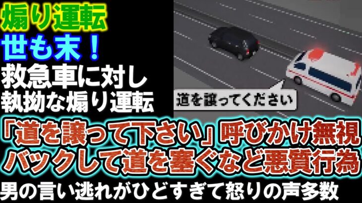 【煽り運転】救急車に対し煽り運転した男の見苦しい言い訳がヤバい。前方を塞ぎバックして救急車を停止させる。