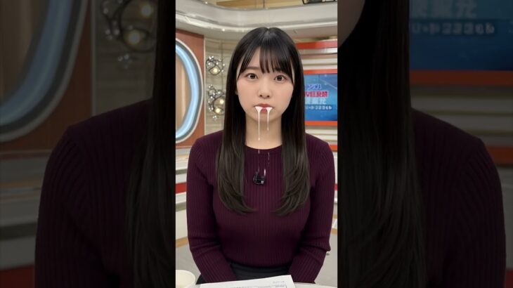 口から牛乳が漏れ出す瞬間 #女子アナ #テレビ #放送事故