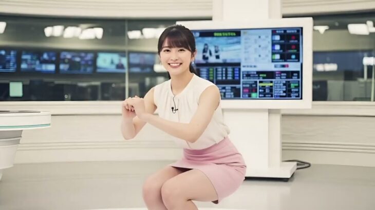 スクワット運動を実践する女子アナ #テレビ #放送事故