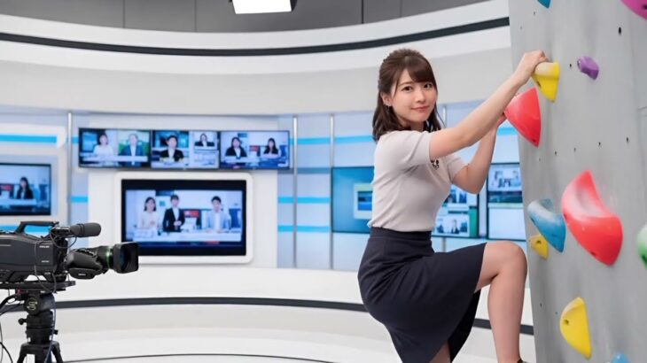 スタジオの壁を登る女子アナ #テレビ #放送事故