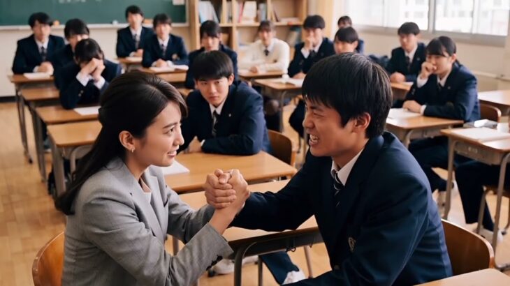 男子高校生と腕相撲対決をする女子アナ #テレビ #放送事故