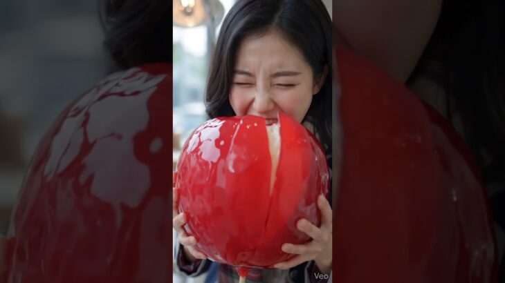 【放送事故】診察台でまさかの飯テロ😇 顔よりデカいりんご飴を丸かじりしてみた」